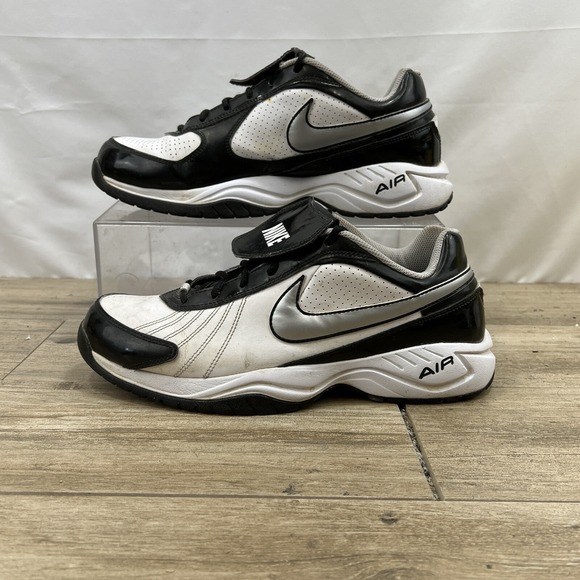 Nike Air Diamond Turf patent black white silver logo size 11.5  333785-012 mens - Picture 1 of 9